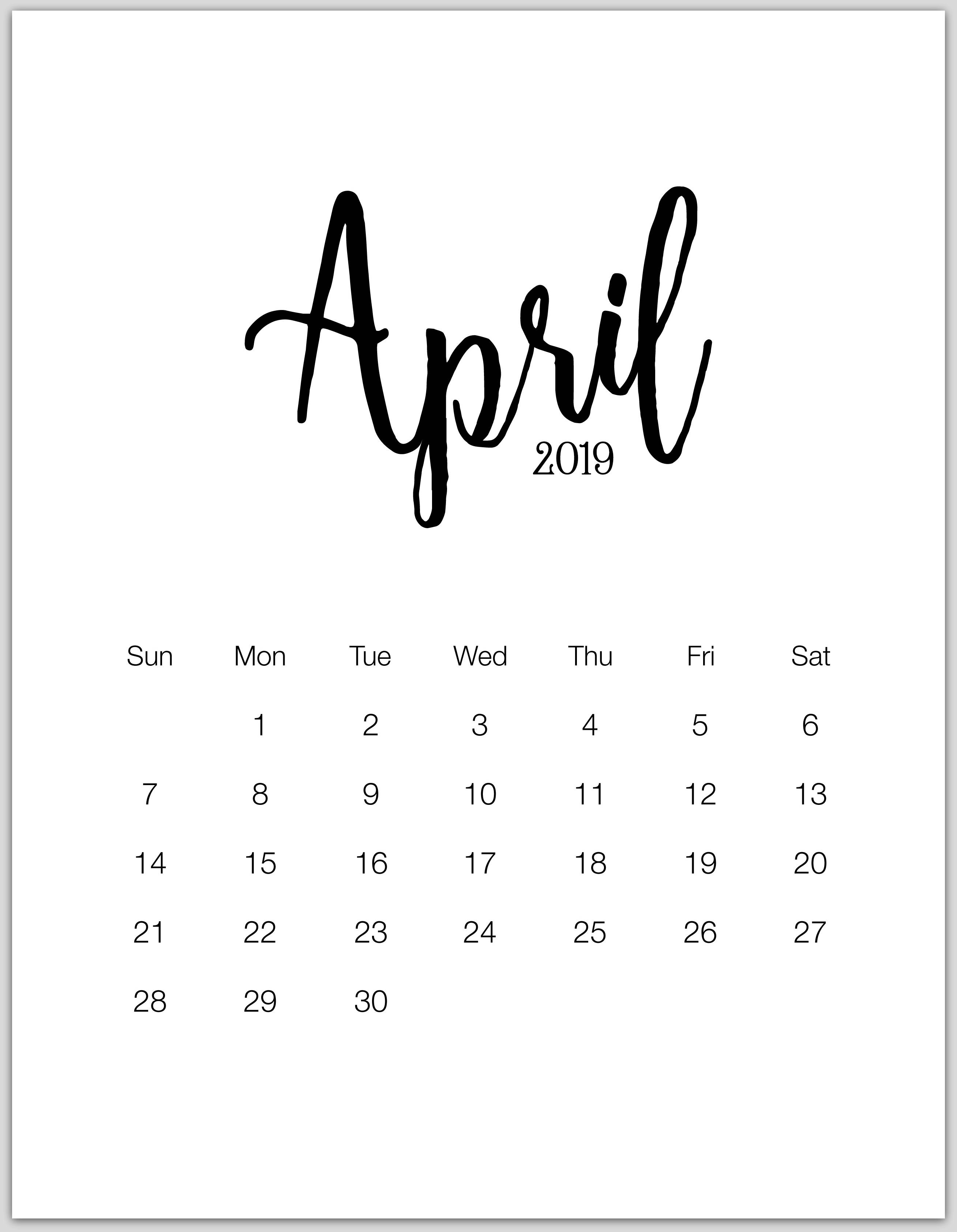 kalender april 2019